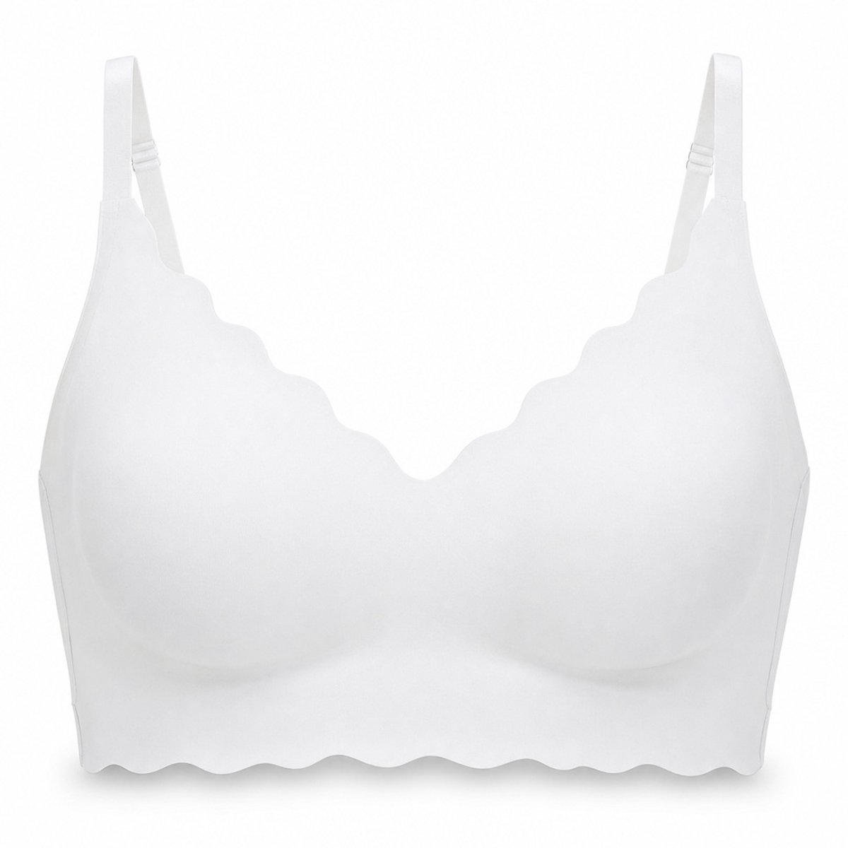 DELAGO Dames bralette wit – draadloos met vaste vulling en golvende randen