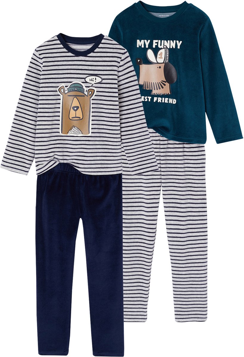 Vertbaudet Lot de 2 pyjamas garçon velours