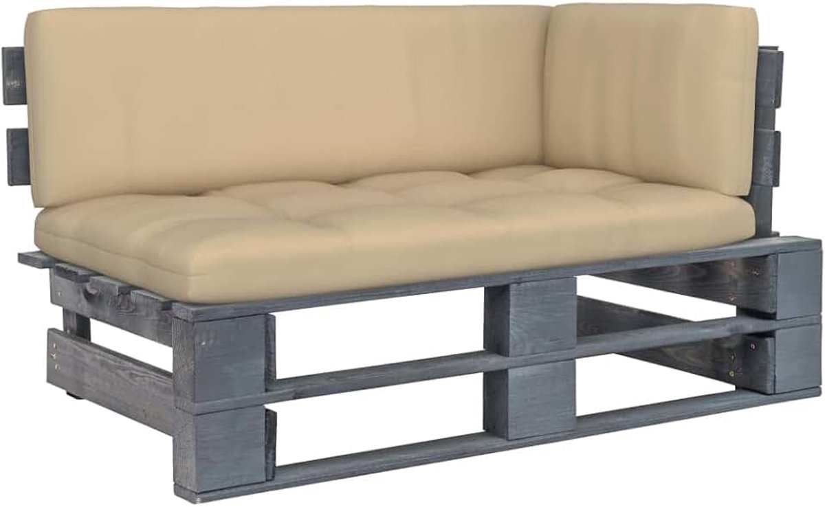 Grenenhout geïmpregneerd grijs | Modulair design, weerbestendig, inclusief kussen, voor tuin, terras en woonkamer