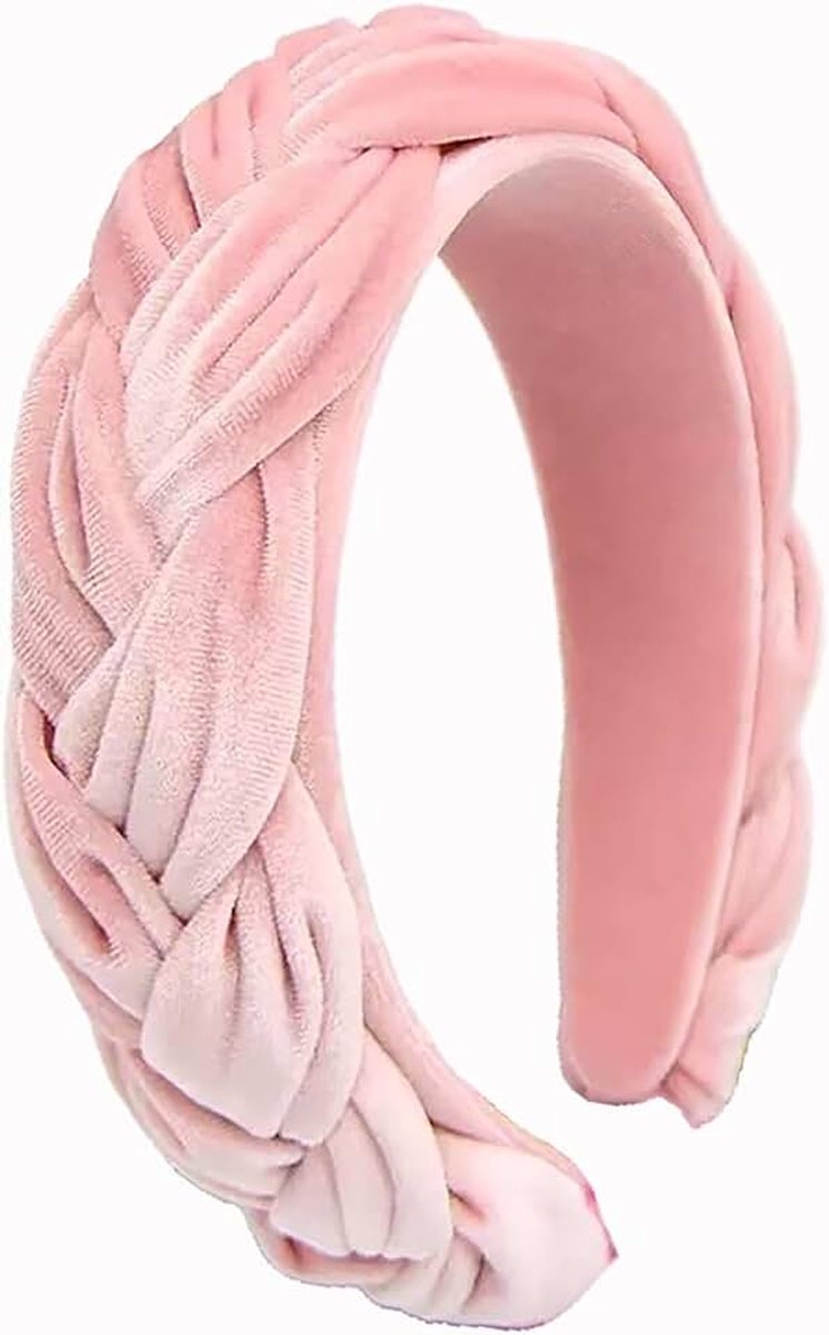 Fluweel, gevlochten voor dames, klederdracht-haarband, brede vintage, mode, hoofdbanden voor vrouwen, roze