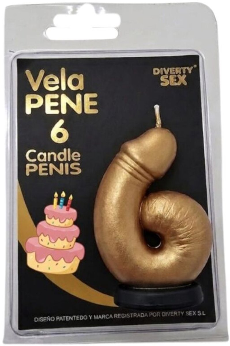 Gouden Penis Kaars in de vorm van het getal 6