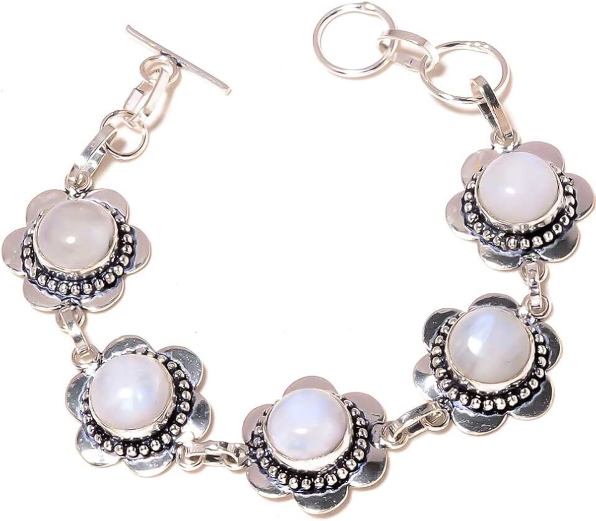 New Arrival! Shiny RAINBOW MOONSTONE BRTACELET 7-9" Long, Ethnic Wear HANDMADE Sterling Silver Plated Jewelry for girls woman's Gift Party wedding all ocassions
