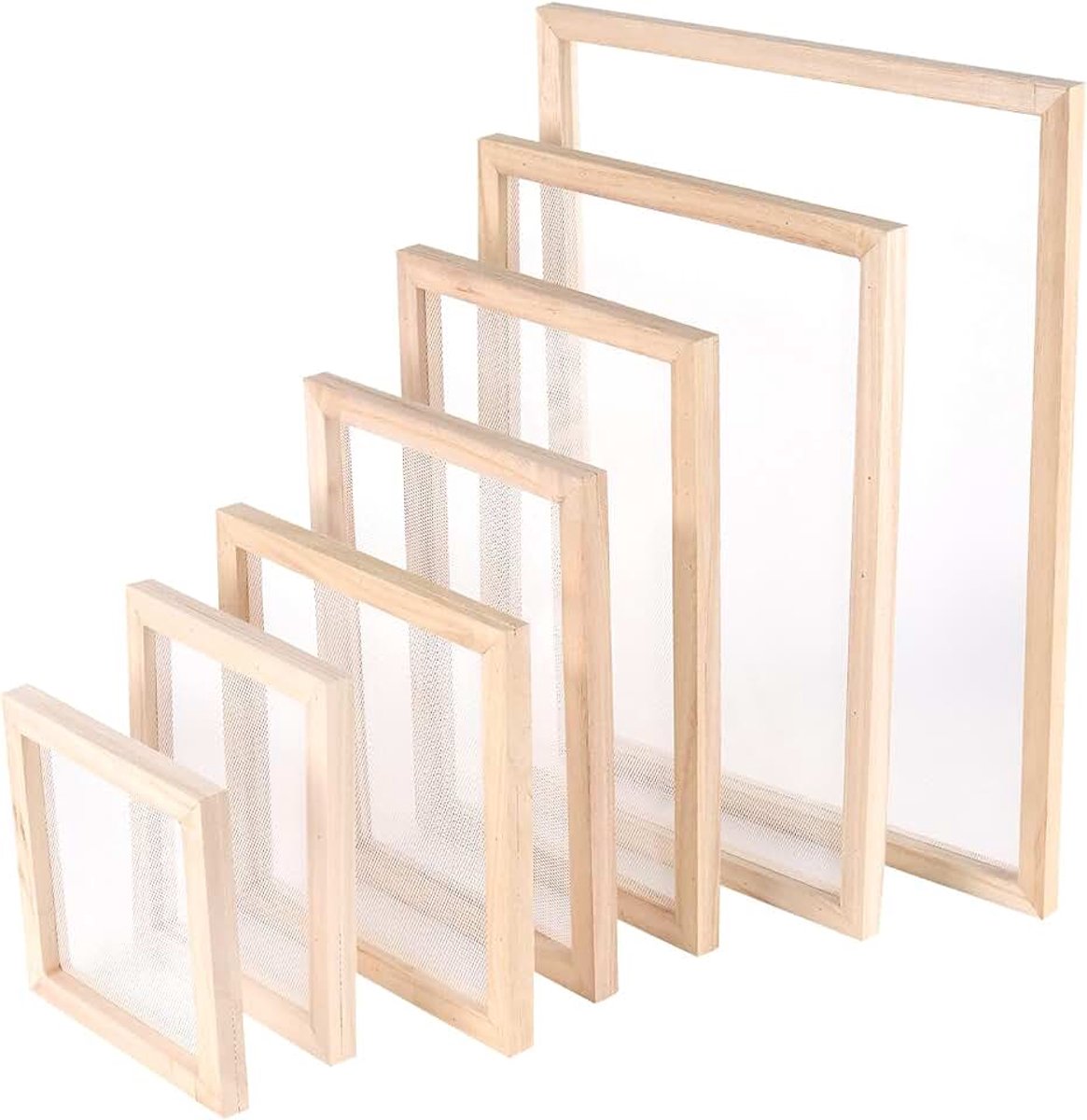 7 stuks houtkleur papier mappen, opmaakframe, papierkader, papierproductie-gereedschap voor papierproductie en handwerk