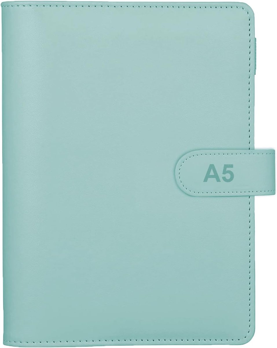 Ringband PU Lederen Hervulbare 6 Ring Budget Binder Cover voor A5 Vulpapier Losse Blad Persoonlijke Organizer met Magnetische Gesp voor Kantoor School Reizen (Blauw, Binnenpapier Niet Inbegrepen)