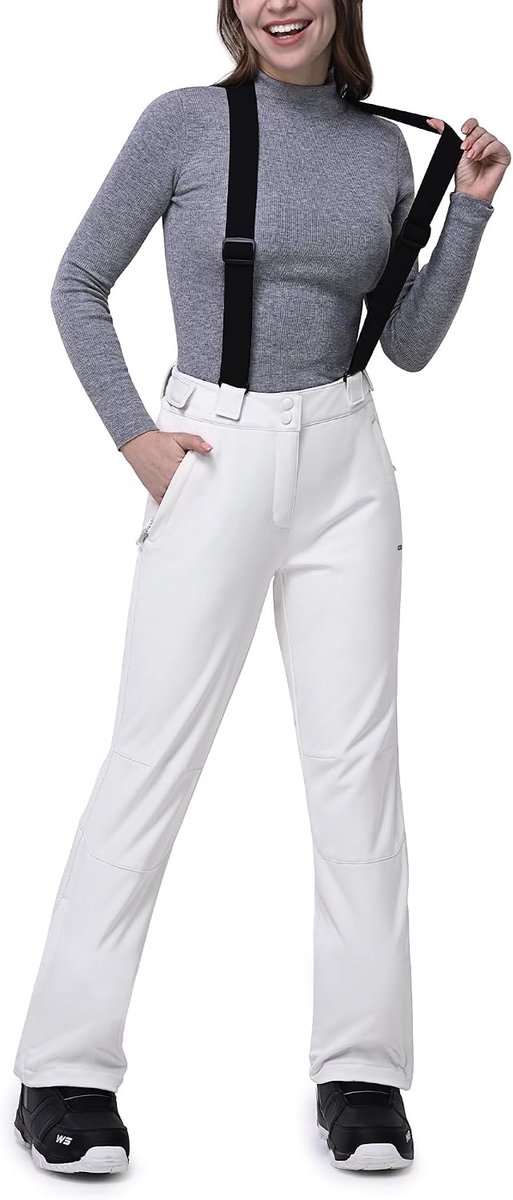 33,000ft Skibroek voor dames, met bretels, outdoorbroek, waterdicht, winddichte softshellbroek, warme gevoerde sneeuwbroek, snowboardbroek, thermische broek, wandelbroek, skibroek