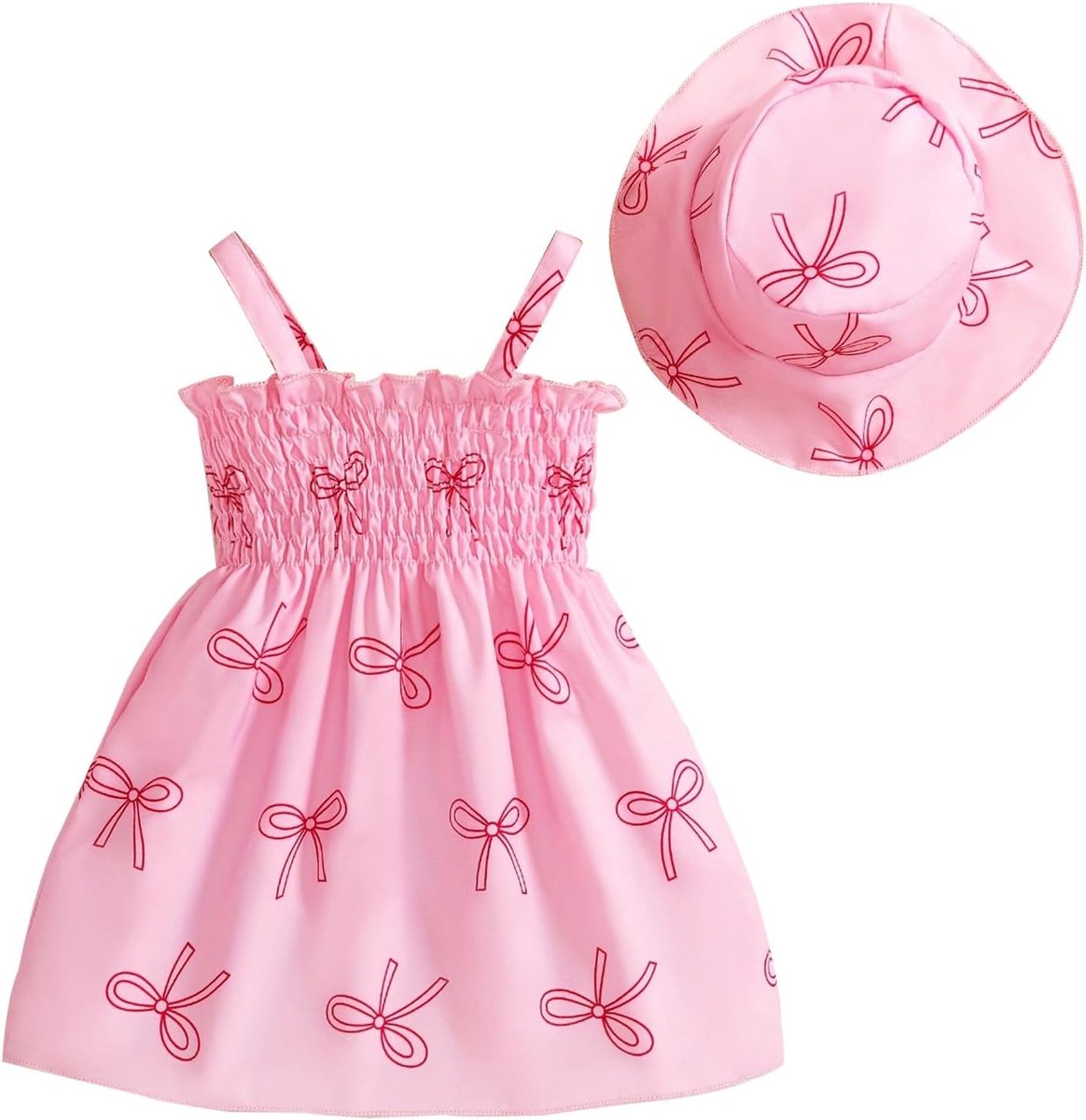 Prinsessenjurk voor meisjes, mouwloos + muts, 2-delige set met bloemen, strandjurk, kleding voor lente en zomer