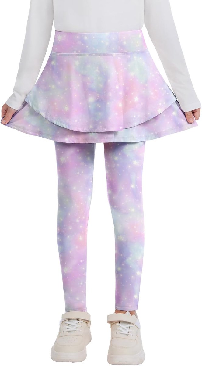 Leggings met rok, stretch, thermische leggings met ruches, 4-14 jaar/105-165 cm, ballet, tutu lange broek, warme tennisrok, panty