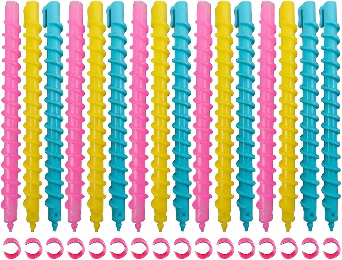 18 Stuks Spiraal Haar Perm Staaf Kleurrijke Plastic Lange Kapper Kappers Styling Geen Warmte Haarkrulspelden voor Vrouwen Meisjes Meeste Kapsel (Willekeurige Kleur)