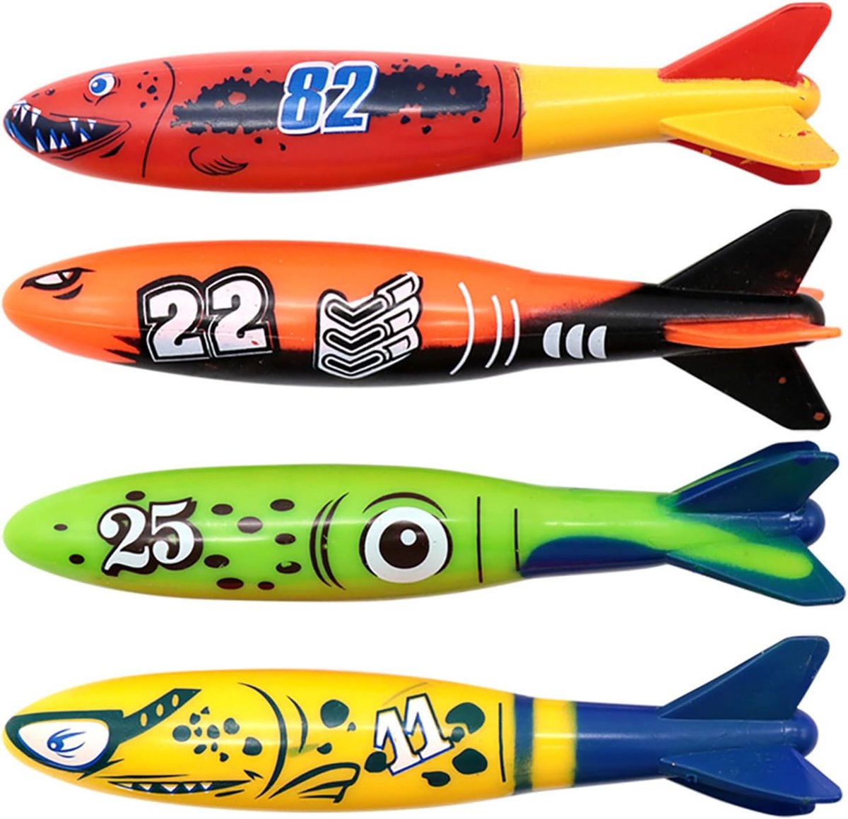 Duikringen, duikspeelgoed, onderwater, waterspeelgoed, buiten, duikspeelgoed voor kinderen (Torpedo, 4P)