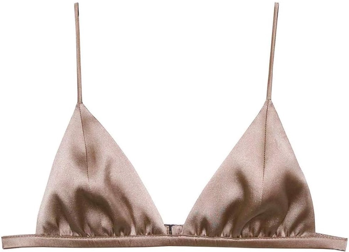Zijden Satijn Driehoek Bralette Soft Cup Draadloze BH Glad en Comfortabel Draad Gratis BH Top
