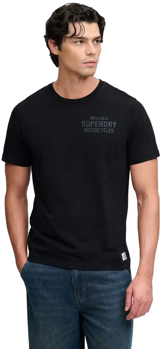Superdry Vintage Biker T-shirt Relaxed Pasvorm Heren T-shirts Zwart
