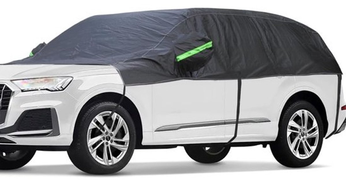 Halve garage auto winter afdekzeil waterdicht outdoor auto autohoes halve auto zeil verdikte stof met katoen gevoerd autoruitafdekking voor- en achterruit afdekking