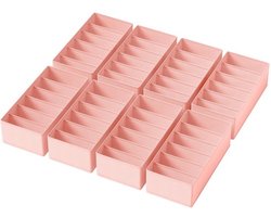 Homsorout Lade-organizer Garderobekastorganizer - Opvouwbare opbergdoos Stoffen lade-organisatiesysteem Ondergoedorganizer voor broeken, kleding, sokken, 8 stuks Roze