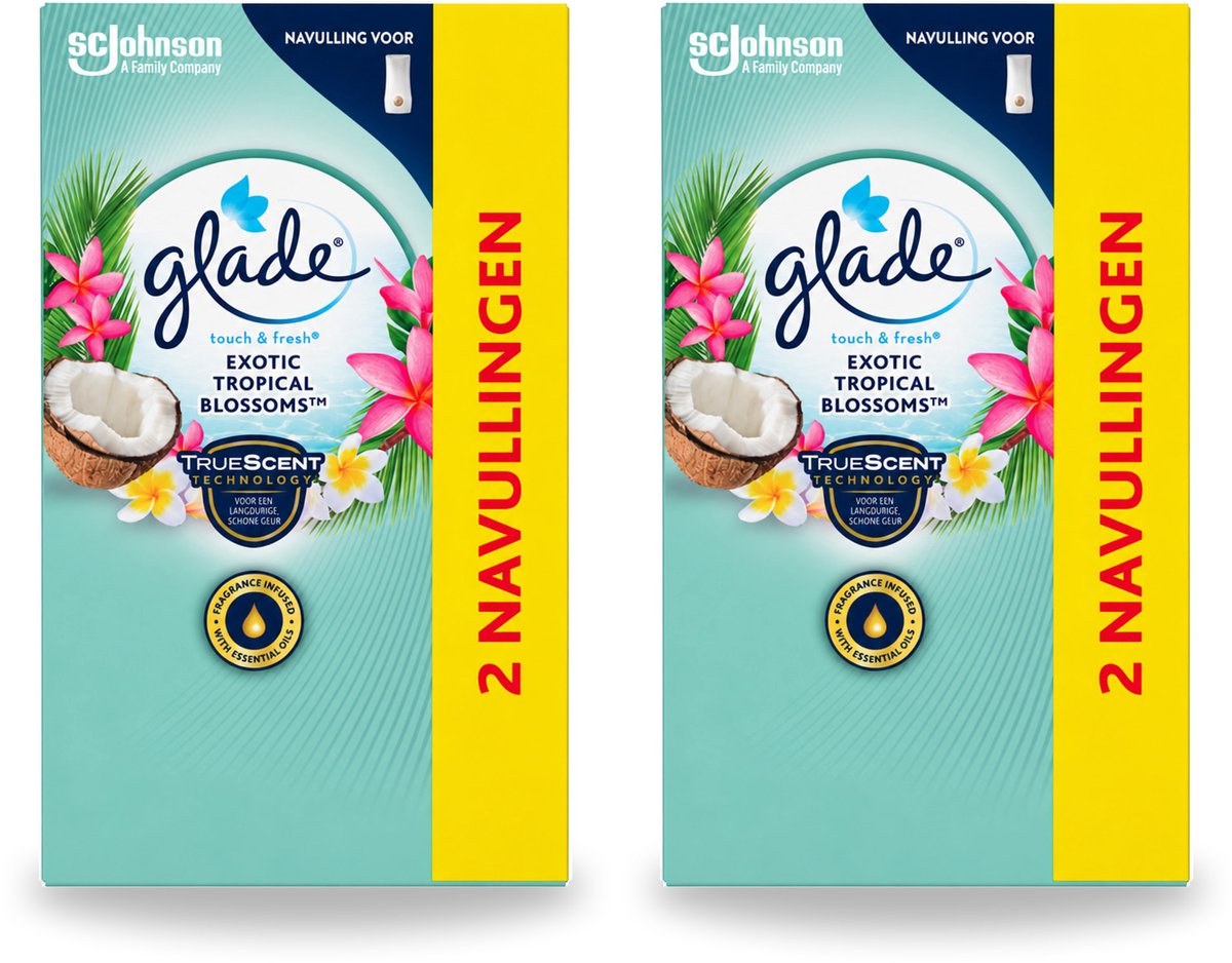 2 x Glade - Touch & Fresh - Exotic Tropical Blossoms - 2x 10 ml - Voordeelverpakking - 2 stuks