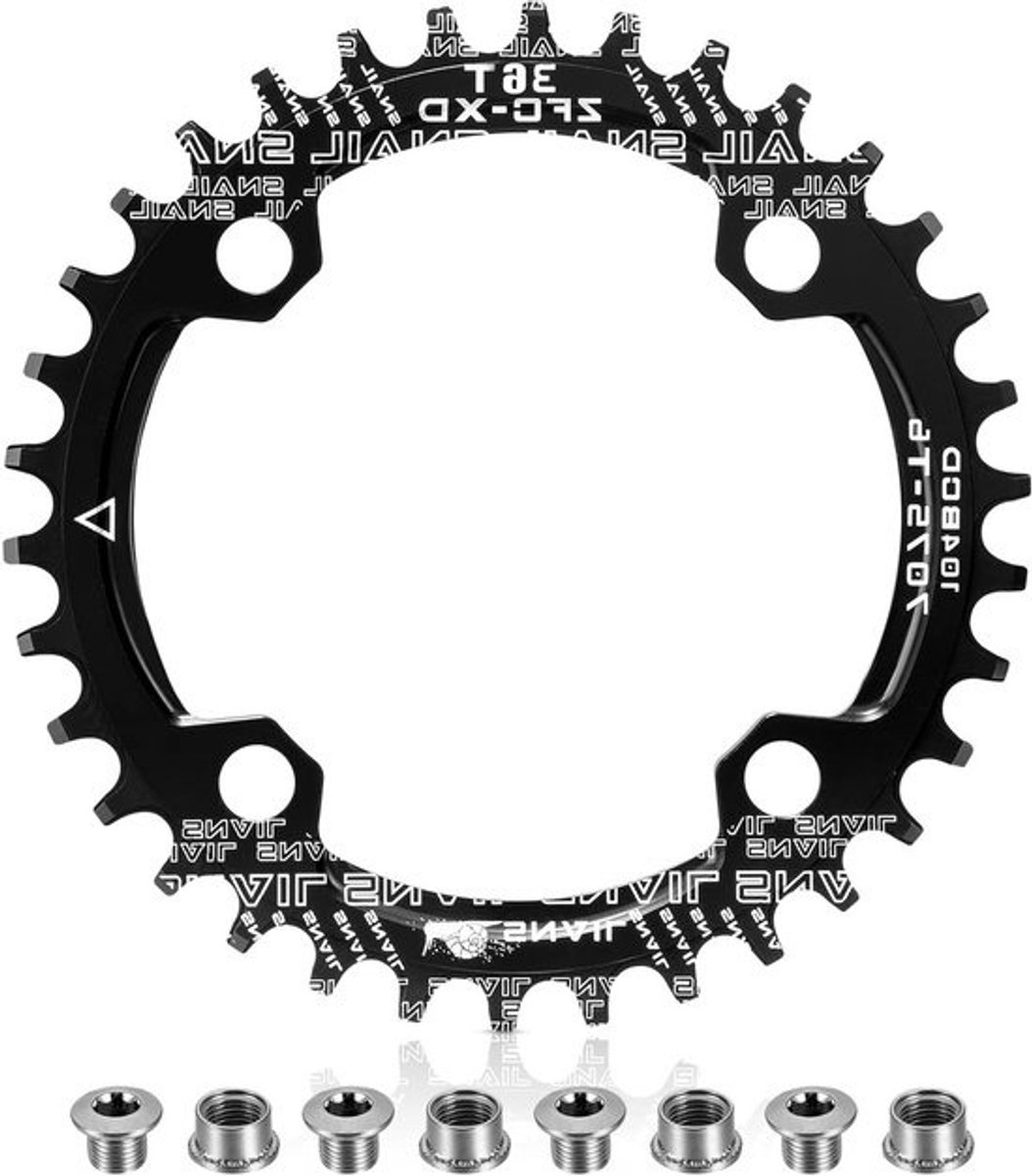 Narrow Wide Kettingblad 104 BCD 32T 34T 36T 38T met 4 Sprocket Bolts voor Fietsen, MTB en BMX