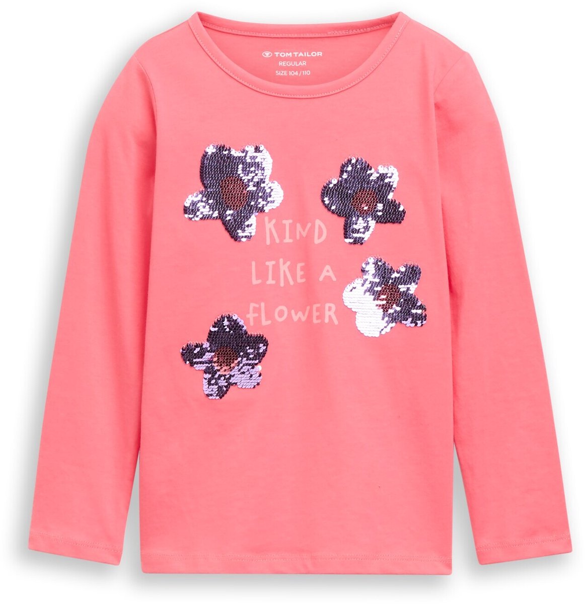 Tom Tailor - T-shirt met lange mouwen en omkeerbare pailletten - Maat 104/110 - pink dream