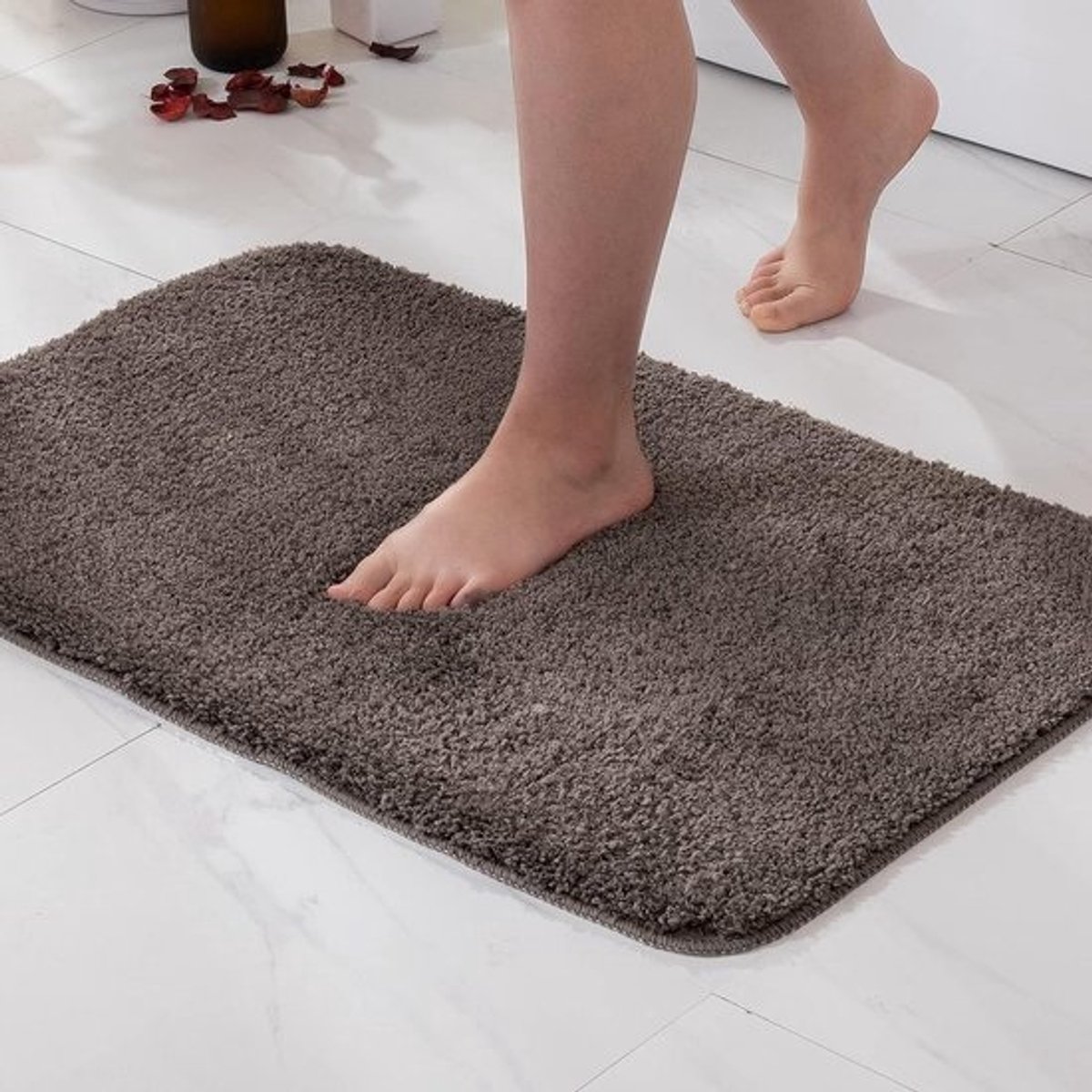 Antislip douchemat absorberend badkamertapijt - klein tapijt voor badkamer, slaapkamer, keuken - 40x60 cm koffie .