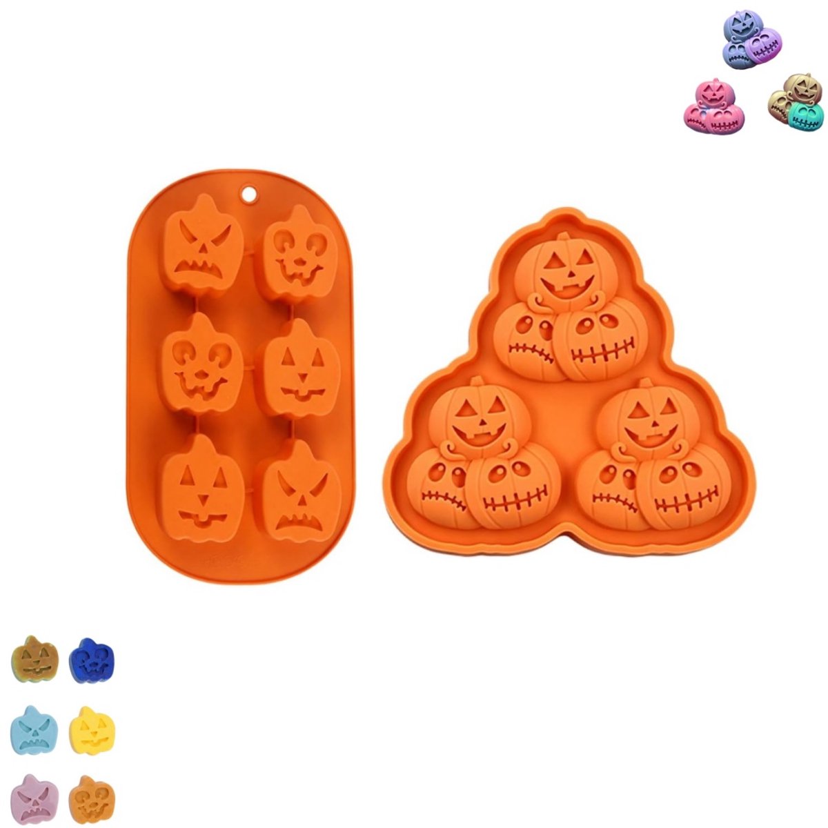 2 stuks - Halloween siliconen mallen - Chocolademallen in de vorm van een pompoenmonster - DIY cakemallen - Herbruikbare koekjesmallen - Halloween decoraties - Geschikt voor het maken van chocolade, koekjes en zeep