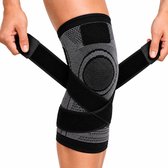 MyBodyFuel - Kniebrace met Compressie - Kniebandage - Knieband - Ondersteuning & Stabiliteit - Unisex - Maat XL - Zwart/Grijs