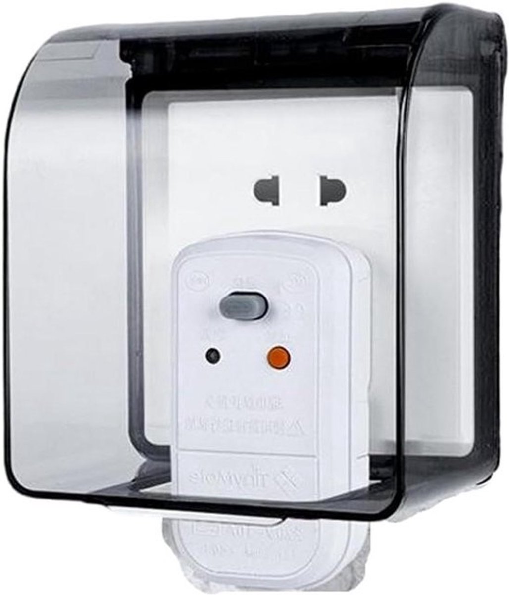 Allecto Plus - Waterdichte Schakelaar en Stopcontact Box voor Badkamer - Spatbestendige Stekkerdoos in Zwart - Extra Beveiliging tegen Waterspatten