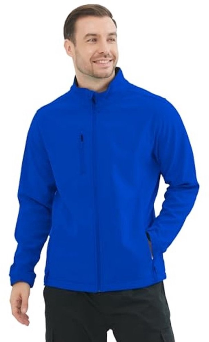 Professionele softshelljas voor heren - Werkjas in Royal Blauw - Maat L