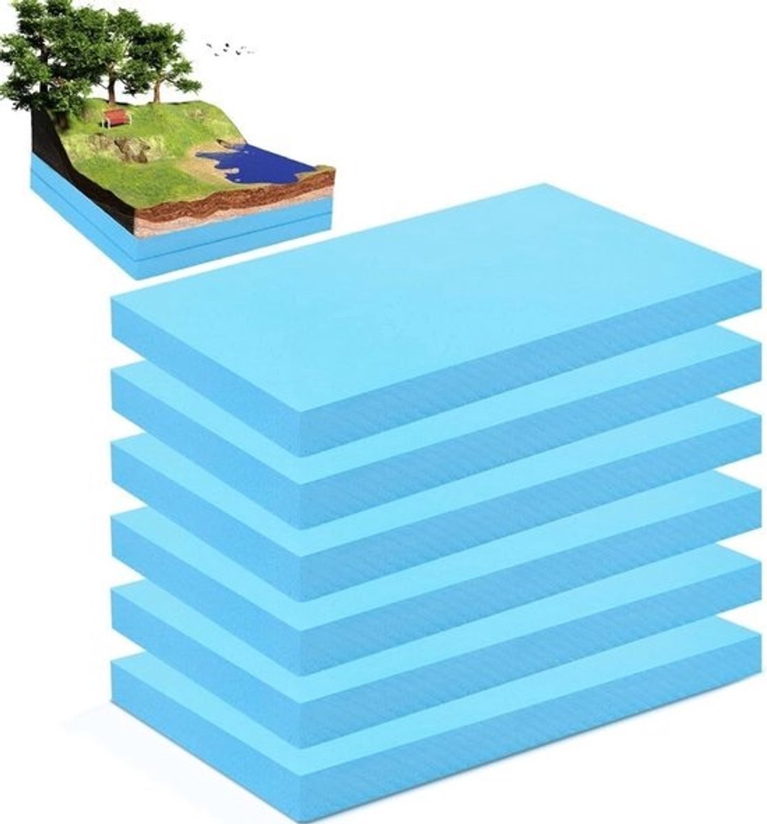 Set van 6 Foamplaten - 40 x 30 x 2 cm - voor DIY, knutselen en miniatuurmodellen