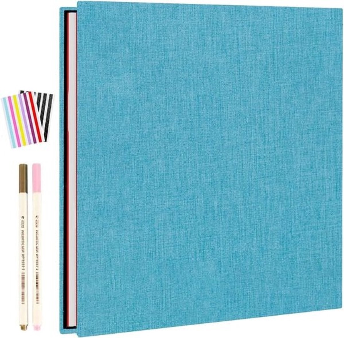 Linnen Hardcover Fotoalbum en Scrapbook voor Reizen - 20 Bladen / 40 Pagina's - DIY Herinneringen voor Baby, Bruiloft en Familie - Lichtblauw (28x27cm)