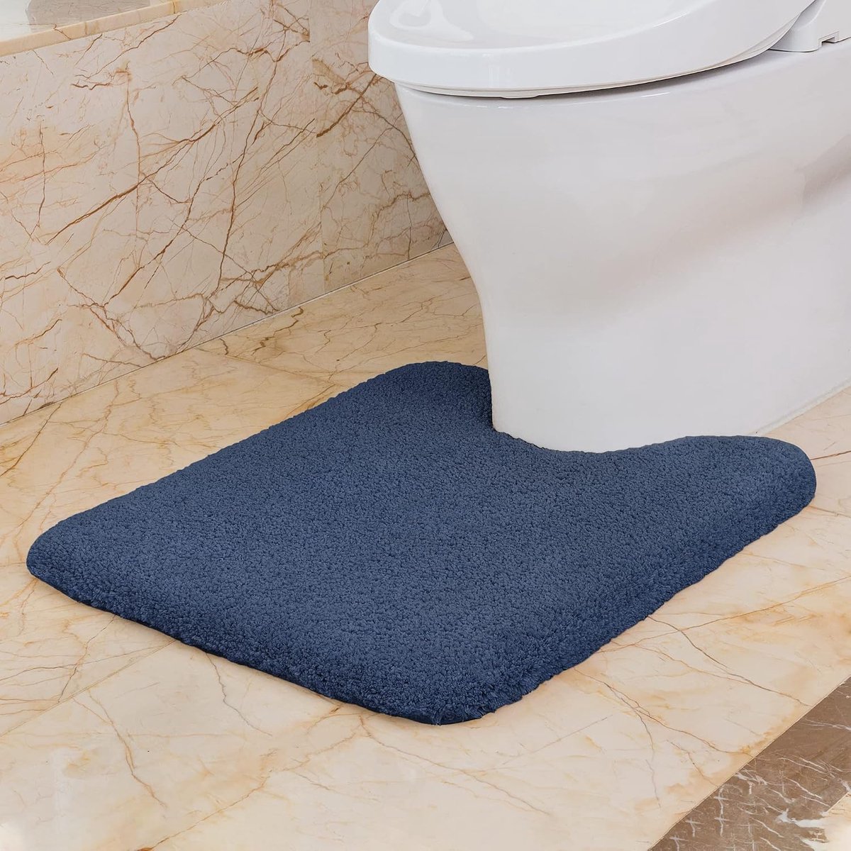 Toiletmat - Antislip en Hoogabsorberend - Extra Dikke & Superzachte WC-mat - Sneldrogend en Wasbaar - 50 x 60 cm (Marineblauw)