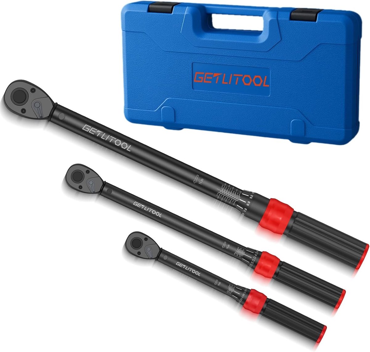 Digitale momentsleutel - Zwart - Set 1/4, 3/8, 1/2 - Gelegeerd Staal - Voor Fiets, Motor en Auto