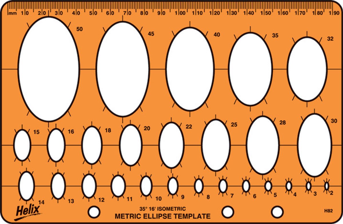 Helix Ellips Sjabloon - Tekenhulp - Ellipsvormige Sjabloon - 120x190mm