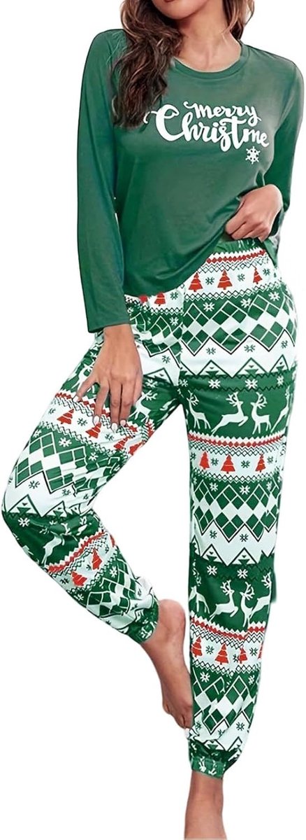 Casual pyjama voor dames, kerstpyjama, tweedelige pyjama voor thuis