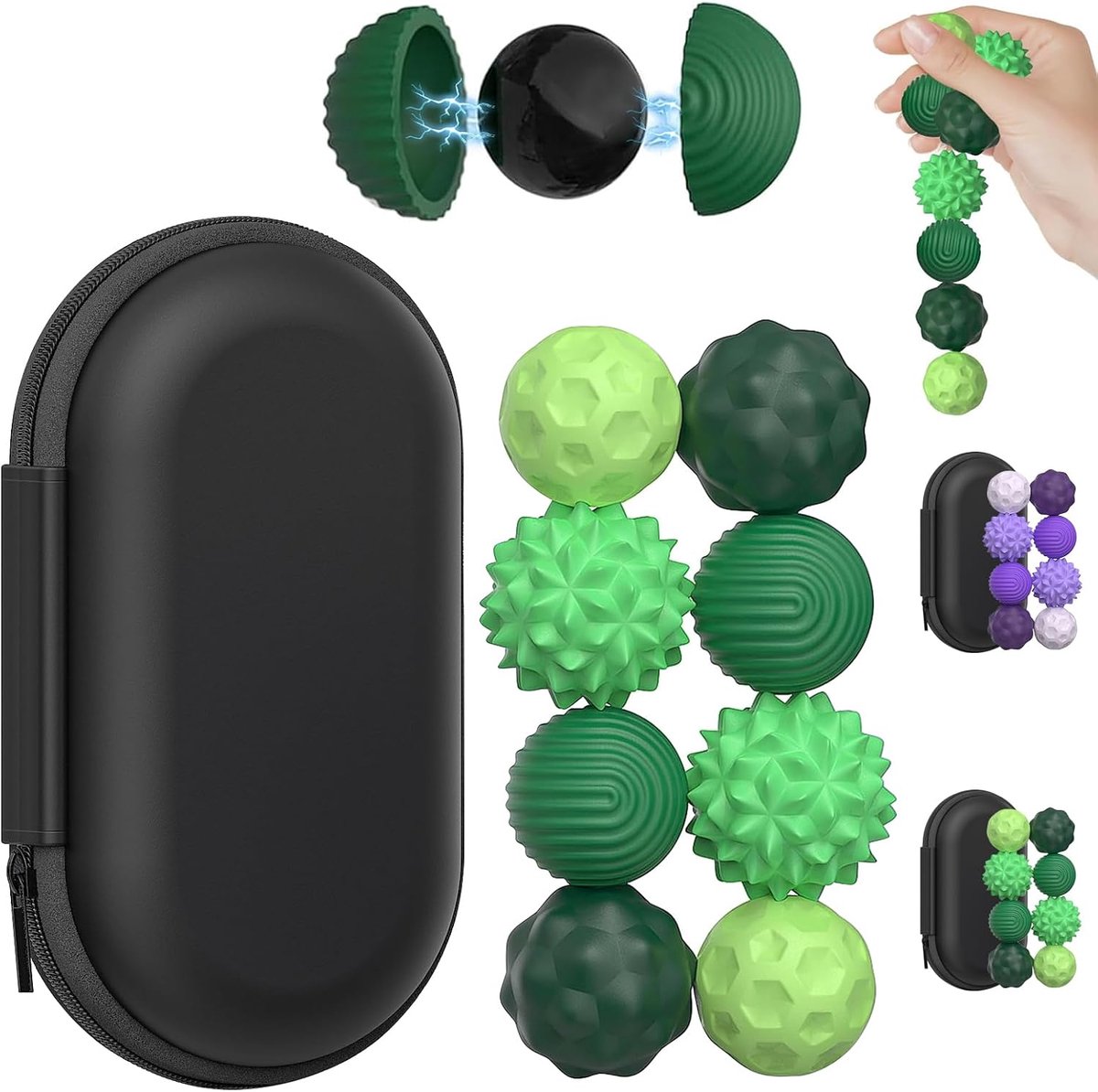 8 stuks magnetische fidget toys, magnetische stressballen met siliconen hoes, magnetische ballen van siliconen, anti-stress speelgoed voor kinderen en volwassenen (A)
