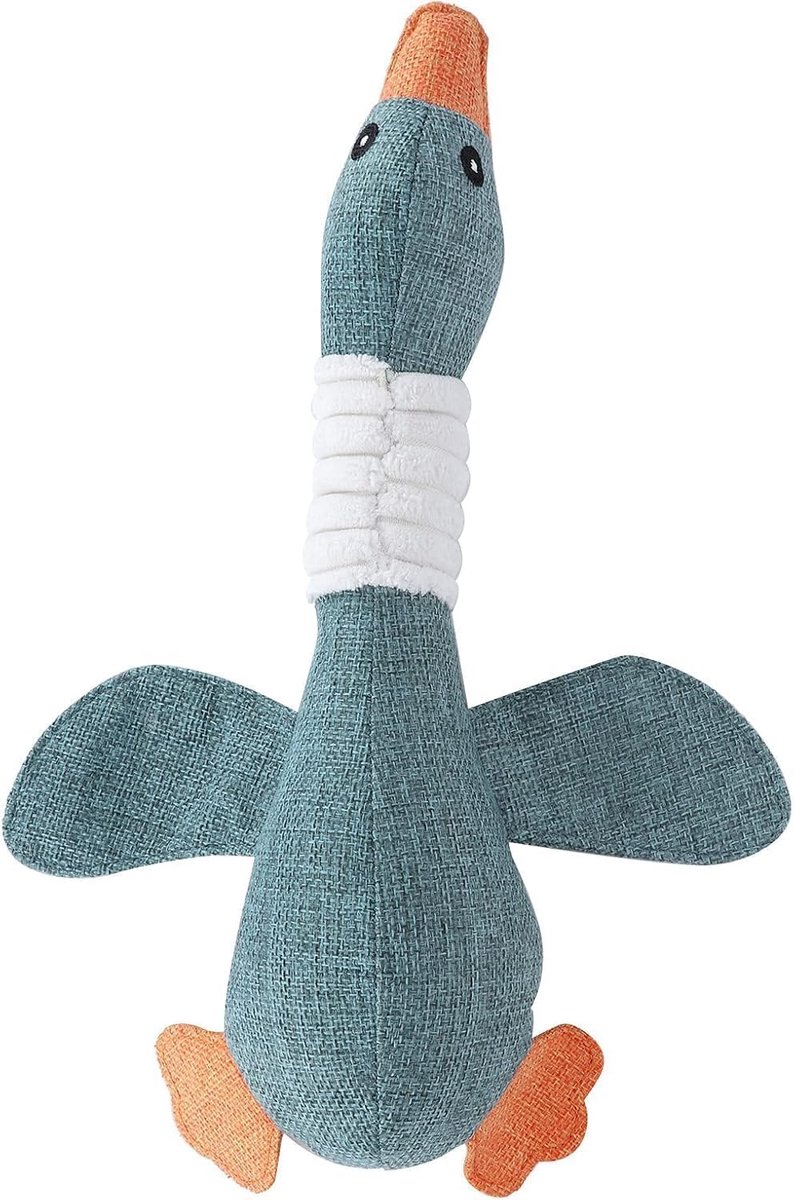 2026 Anti-stress eend voor honden, zacht pluche piepspeelgoed, interactief speelgoed voor puppy's, onverwoestbare knuffel voor kleine & middelgrote honden, piepende eend geel 32cm (blauw*1)