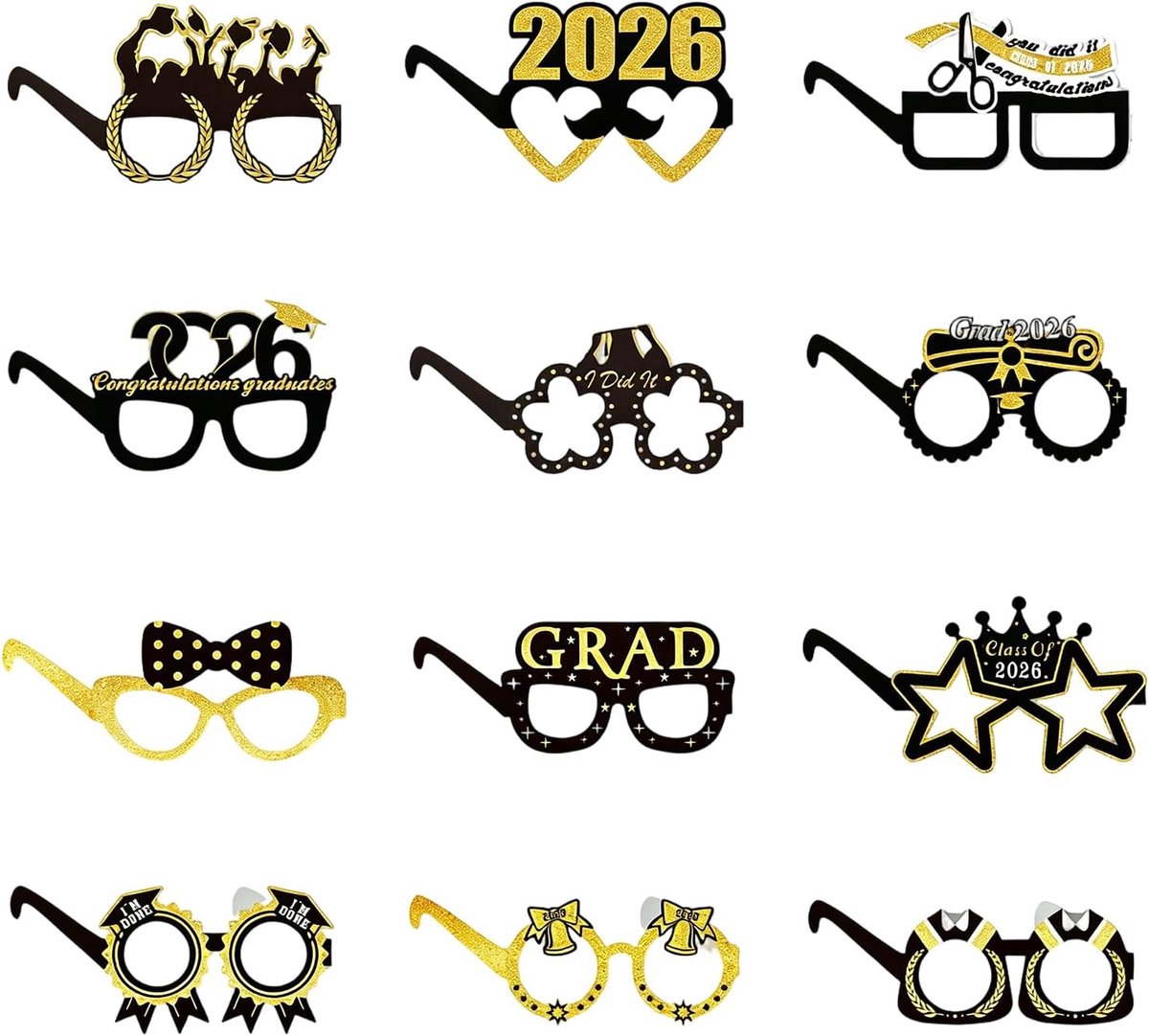 Brillen 2026, grappige partyzonnebrillen voor eindexamenfeest, vrijgezellenfeest, decoratie, fotorekwisieten