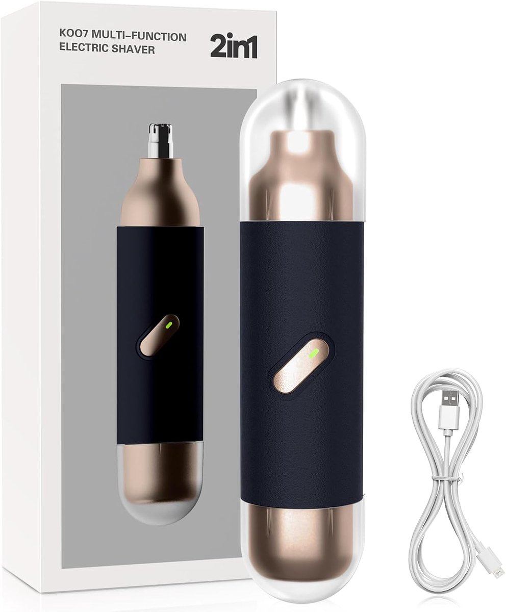 2-in-1 neushaartrimmer, oortondeuse, baardtrimmer, gezichtshaarverwijderaar, professionele USB-oplaadbaar, pijnvrije haartrimmer voor mannen en vrouwen, zwart
