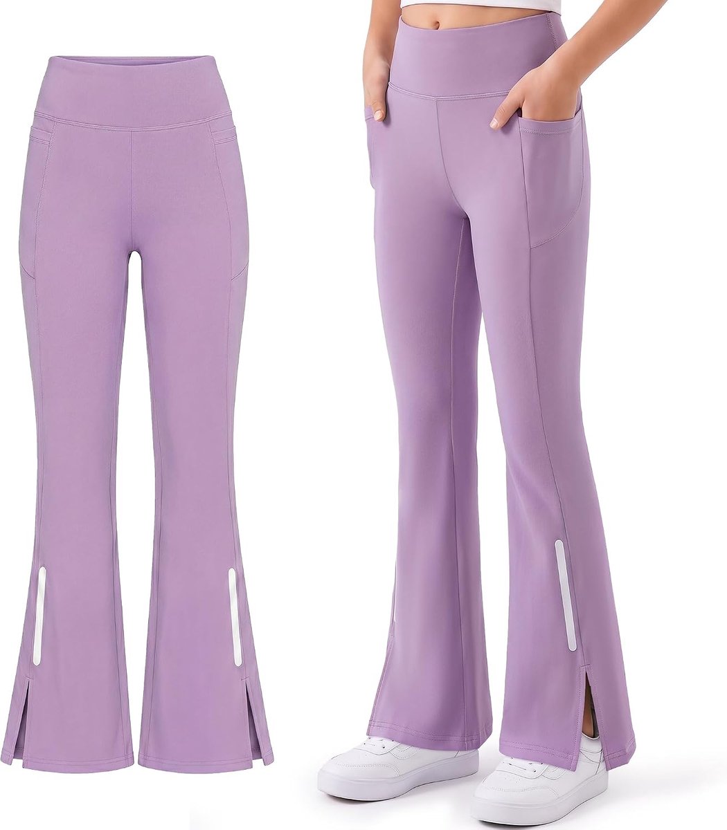 Meisjeslegging met 2 zakken, broek met wijde pijpen, sportkleding voor kinderen van 7-15 jaar