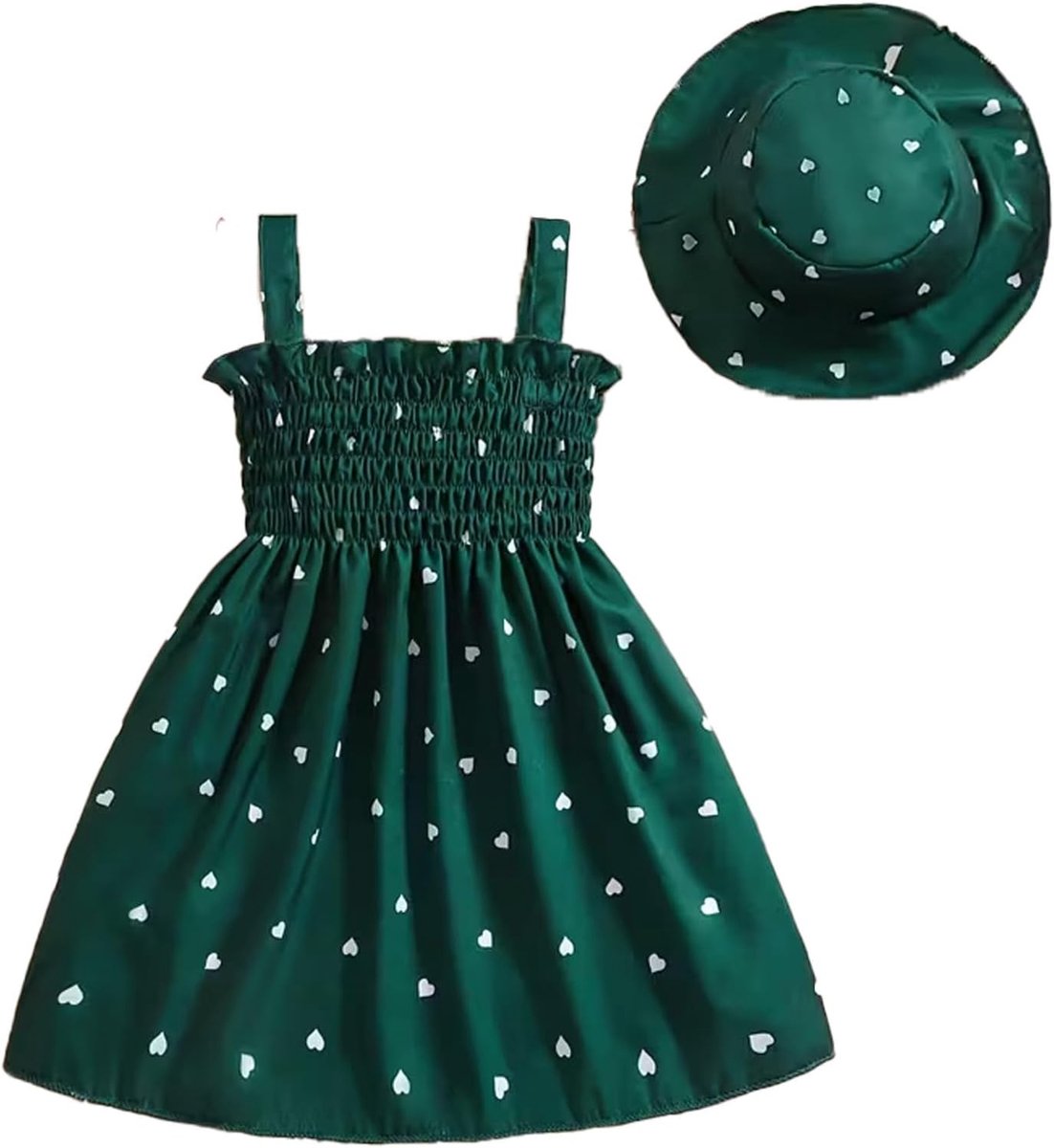 Prinsessenjurk voor meisjes, mouwloos + muts, 2-delige set met bloemen, strandjurk, kleding voor lente en zomer