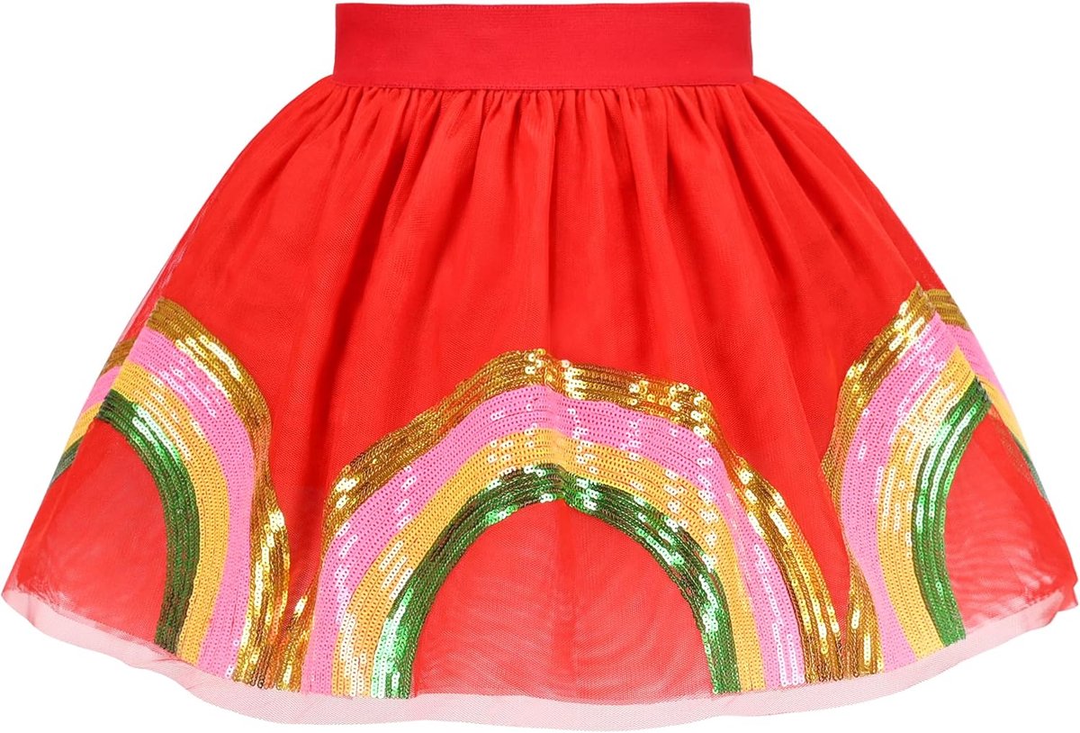 Fashion Meisjes Rok Tutu Regenboog Pailletten Tule 86-146