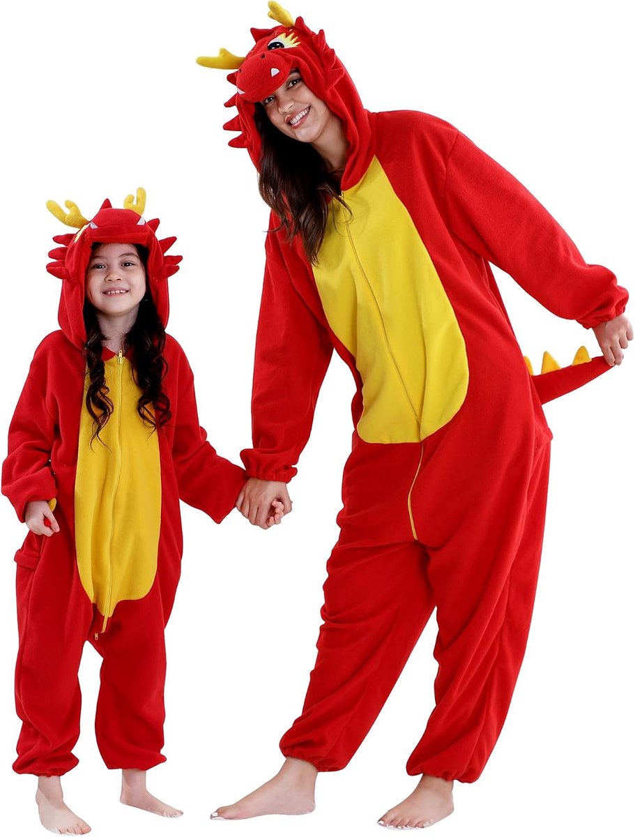 Dier Ouder-Child Capuchon Cosplay Pyjama Heellichaams Overall Halloween Gaming Nachtpyjama Gezinskostuum