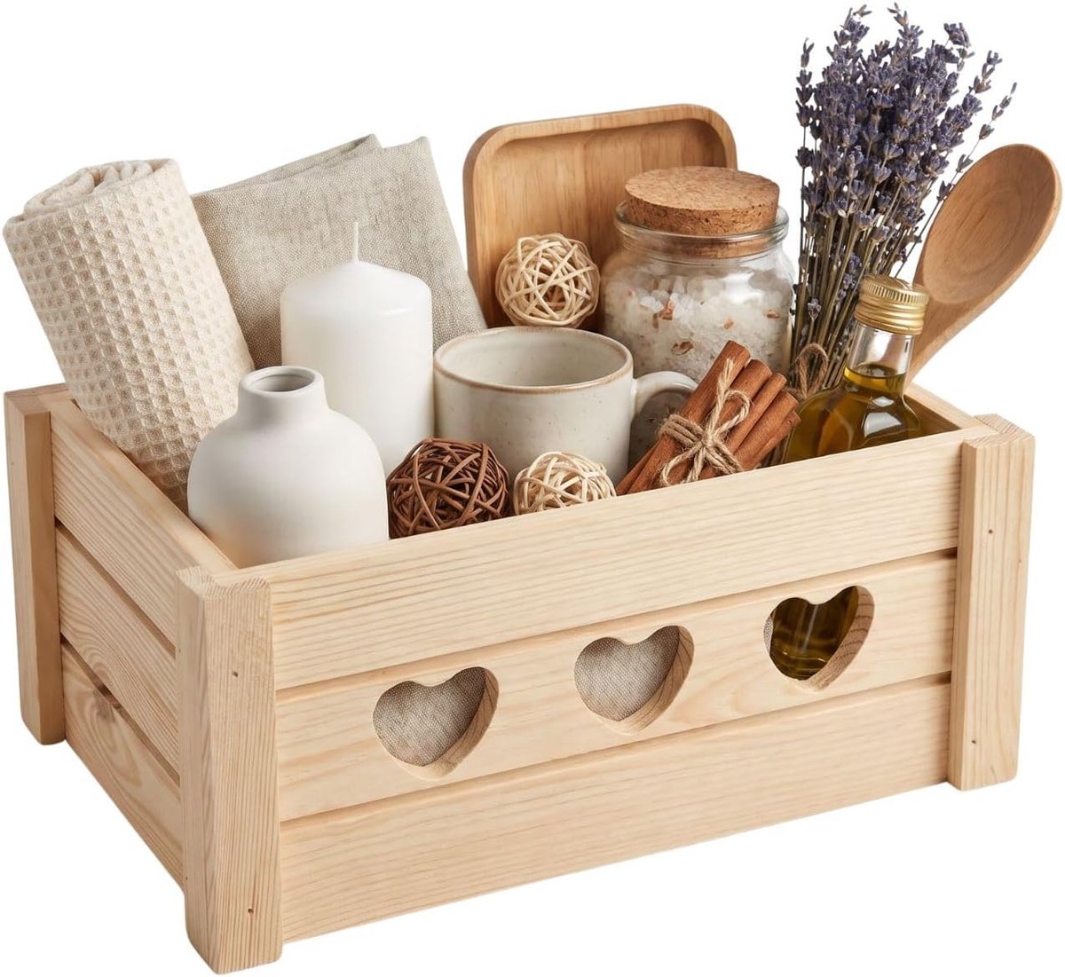 Kist met hart decoratieve geschenkmand 31,5 x 21,5 x 13,3 cm