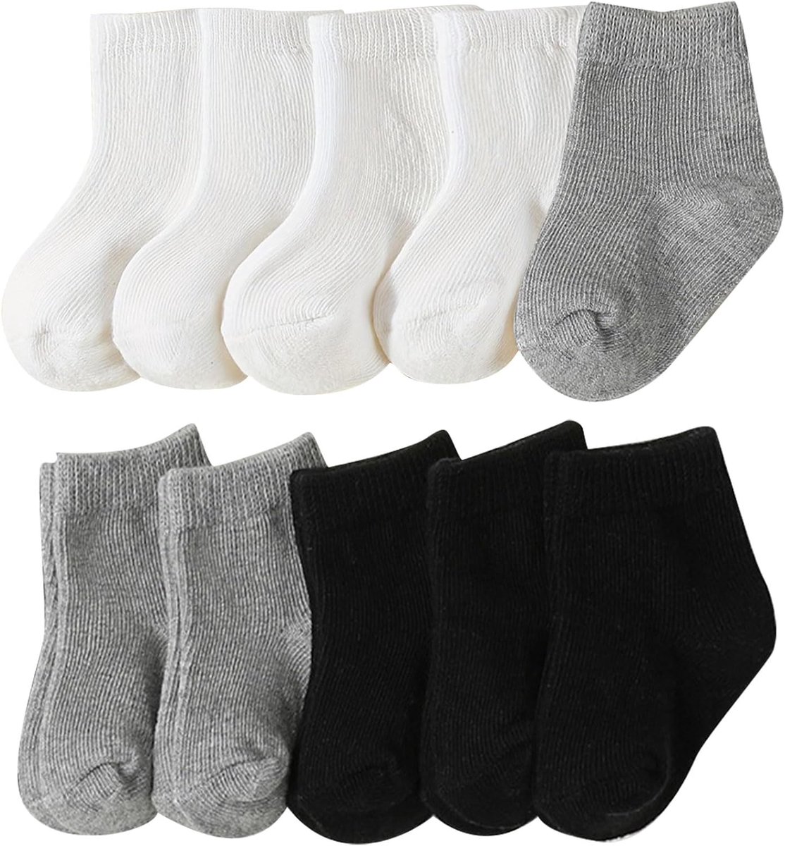 10 paar Baby Crew Socks Zachte Katoenen Sokken Elastische Baby Solid Kleuren Sokken voor Unisex Peuter
