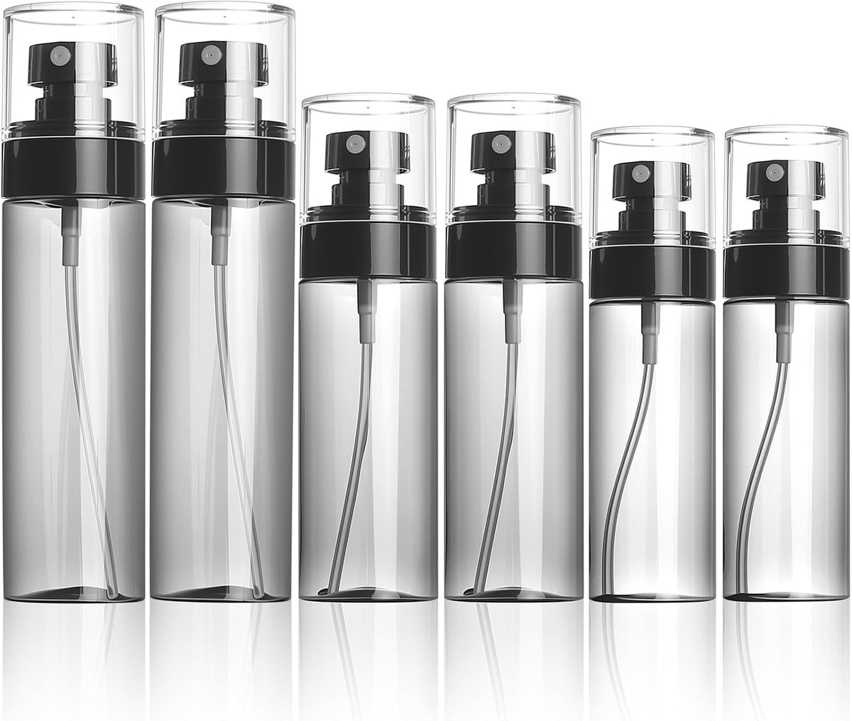 6 stuks 60 ml 80 ml 100 ml spuitflessen, reisflessen, lege plastic flessen, lege spuitflessen voor vloeistof, toilet, make-up, reiniging