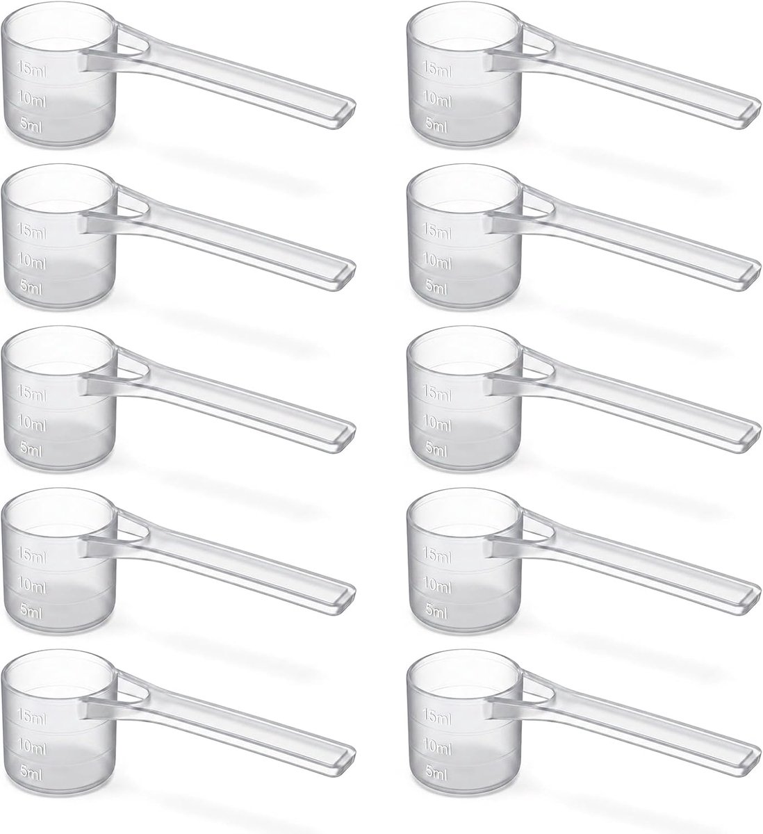 Set van 10 maatlepels van 15 ml, transparante maatlepels