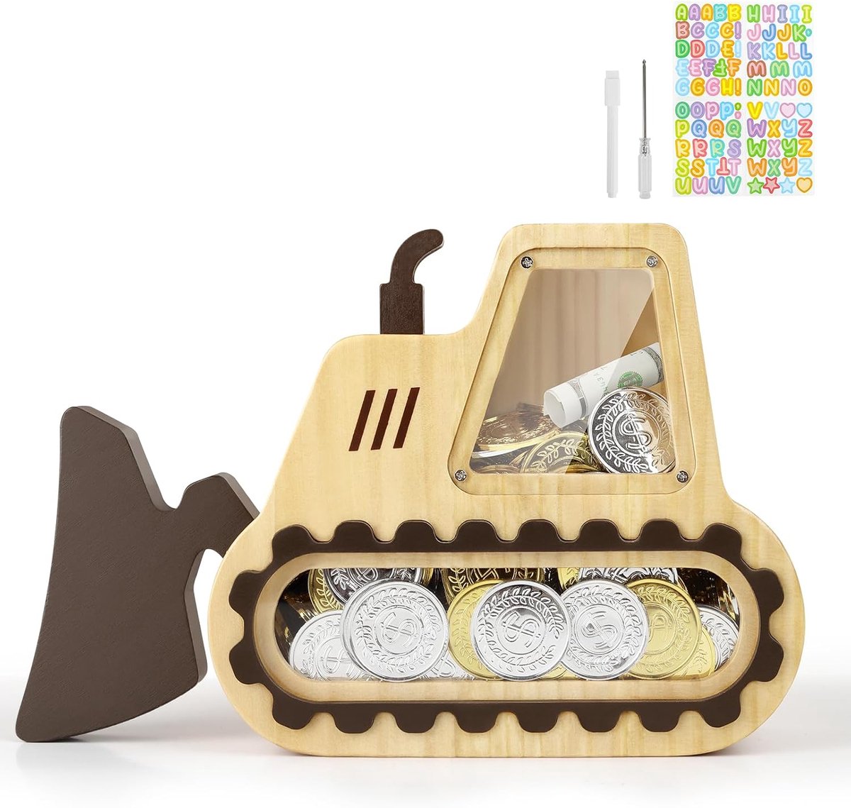 Spaarvarken voor Kids Jongens, Houten Geldbank, Gepersonaliseerd