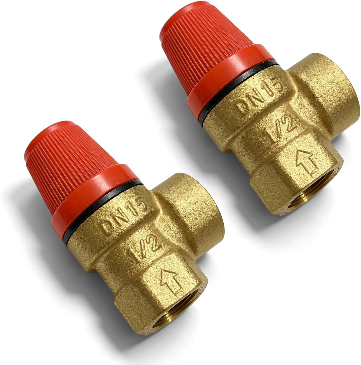 2 stuks 1/2 inch veiligheidsventiel, ontlastingsventiel, messing drukregelventiel, 6 bar DN15 membraanventiel, veiligheidsventiel, G1/2 inch ontluchtingsventiel, voor drinkwater en olie, dubbele