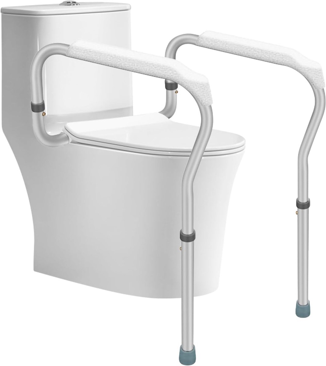 Toilet, handgrepen voor senioren, toiletzitverhoging met armleuningen, in hoogte verstelbaar, 65 - 75 cm, toiletgreep, wc-opstahulp voor senioren, handicap en zwangere vrouwen