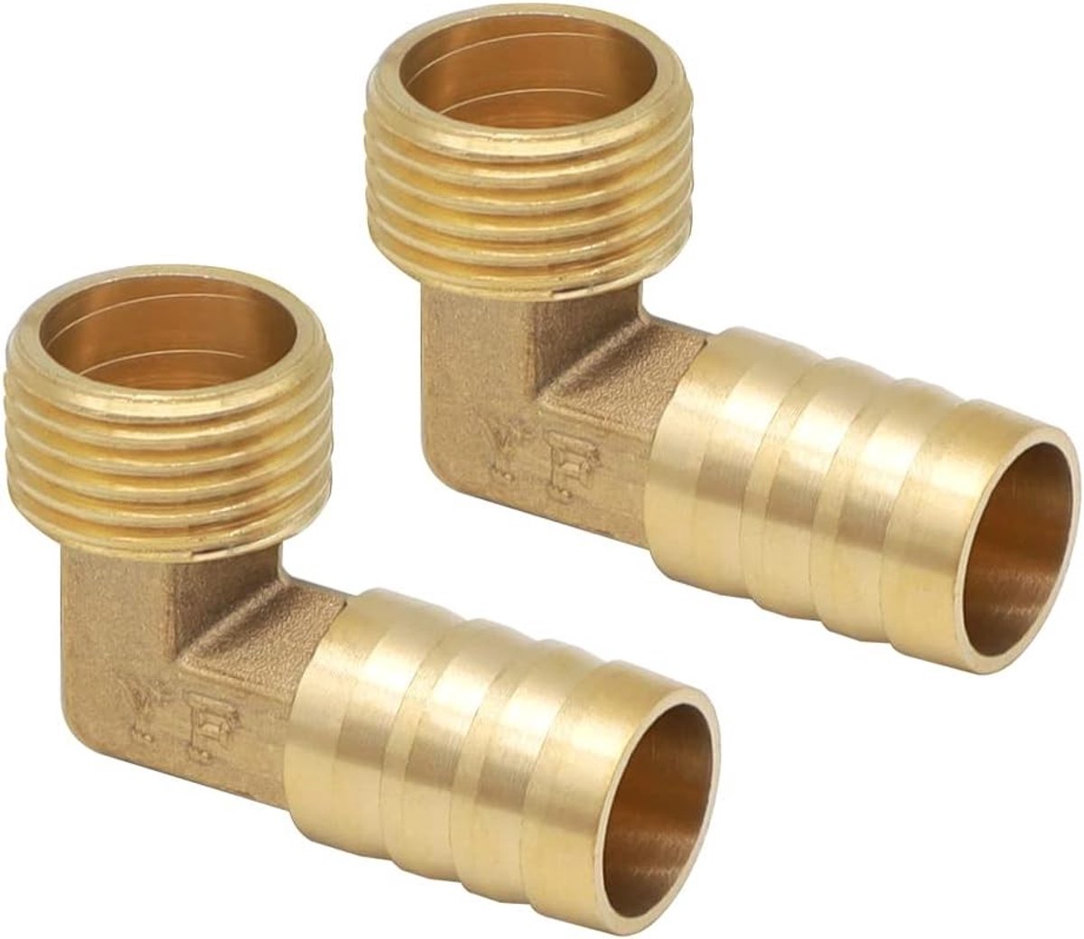 Hose Barb Koppeling 90 Graden Hoek 1/2 Inch Messing Slangconnector voor Water, Brandstof en Lucht - 2 Stuks