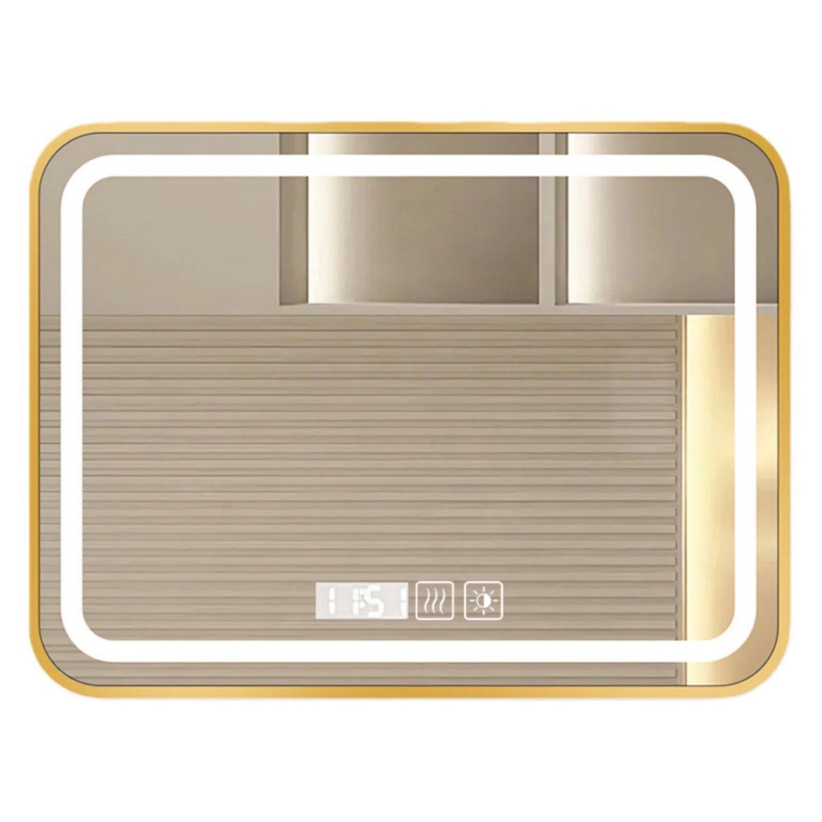 Bresht Badkamerspiegel - Driekleurige LED-verlichting - Anticondensfunctie - Digitaal Display - Aluminium Frame - 50 x 80 cm