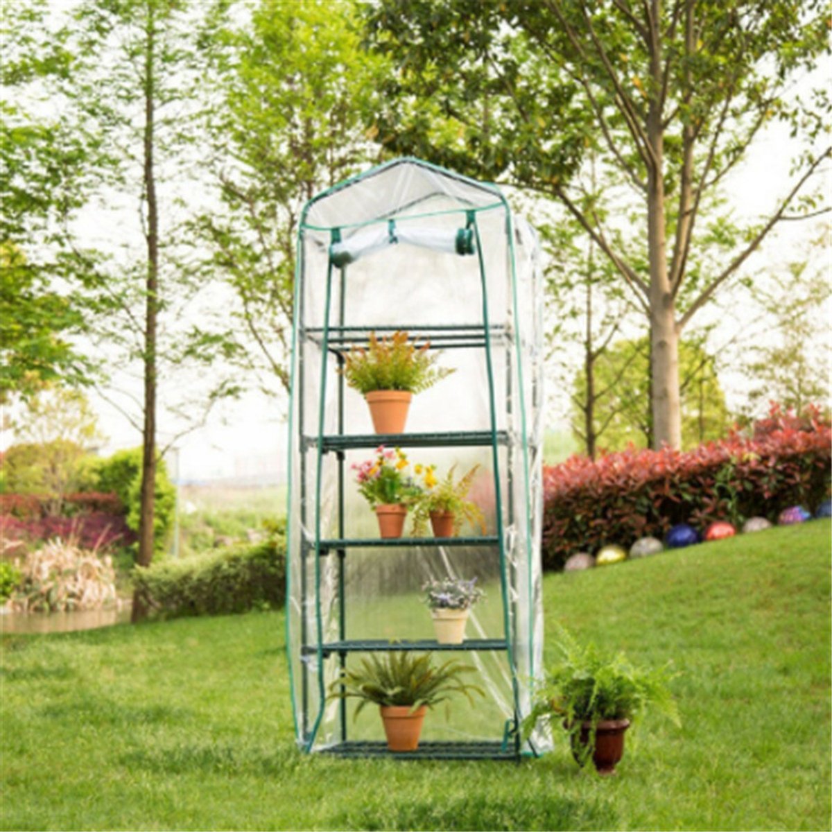 Tuin Serre Cover 2-Niveau - Waterdicht PVC, Mini Plantenhoes (zonder IJzeren Frame), 69x49x187cm, Transparant