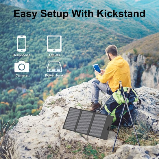 45W Opvouwbaar Zonnepaneel ETFE | IP67 Waterbestendig Zonneoplader voor Kamperen & Camper, Compatibel met Draagbare Energiecentrale, 24% Omzettingsrendement — afbeelding 4